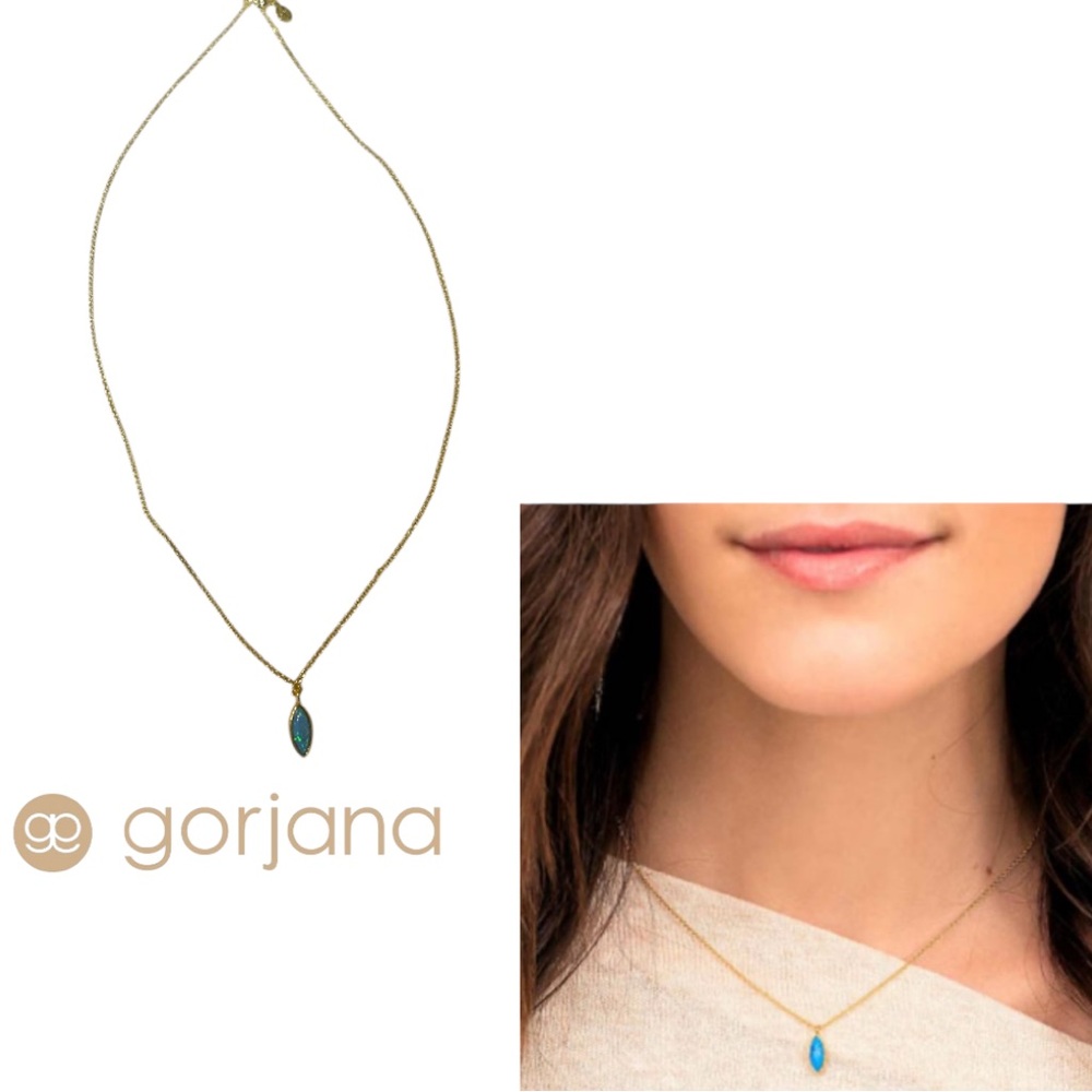 NWT Gorjana Gold and Blue Adjustable Pendant Necklace